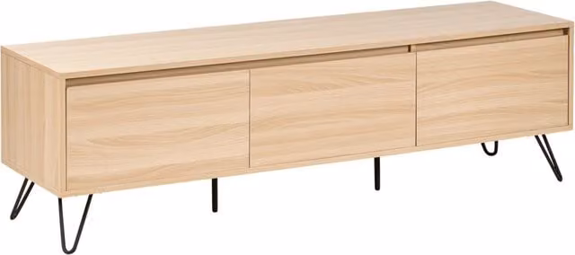 Mobile TV in truciolato marrone chiaro 150 cm 3 ripiani Design minimalista Soggiorno