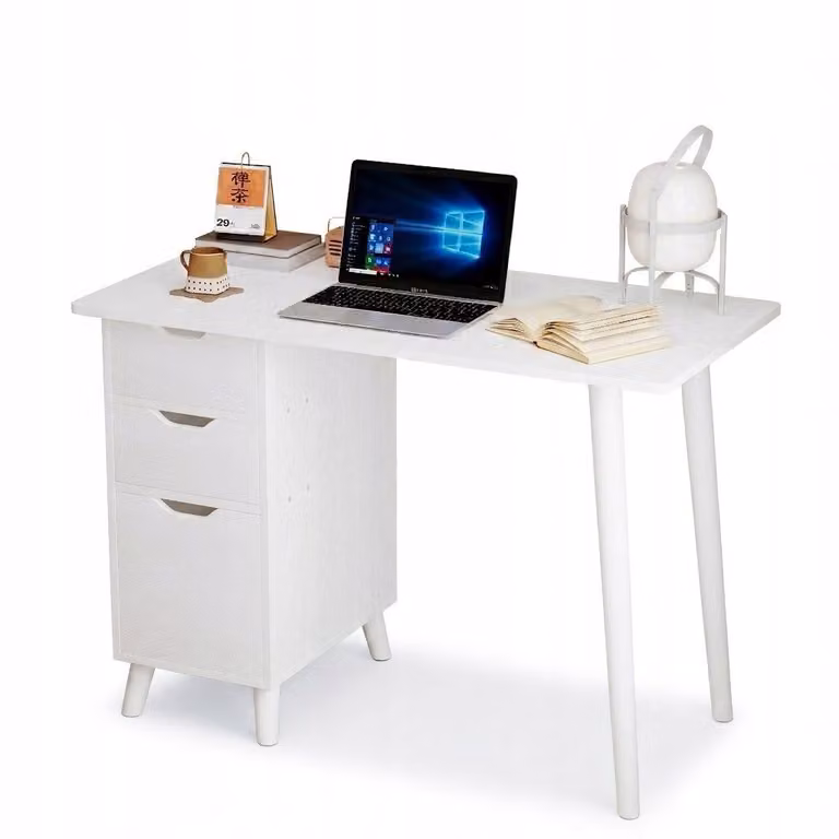 Scrivania bianca per computer con cassetti, ideale per la scuola, il loft o l'ufficio in stile scandinavo
