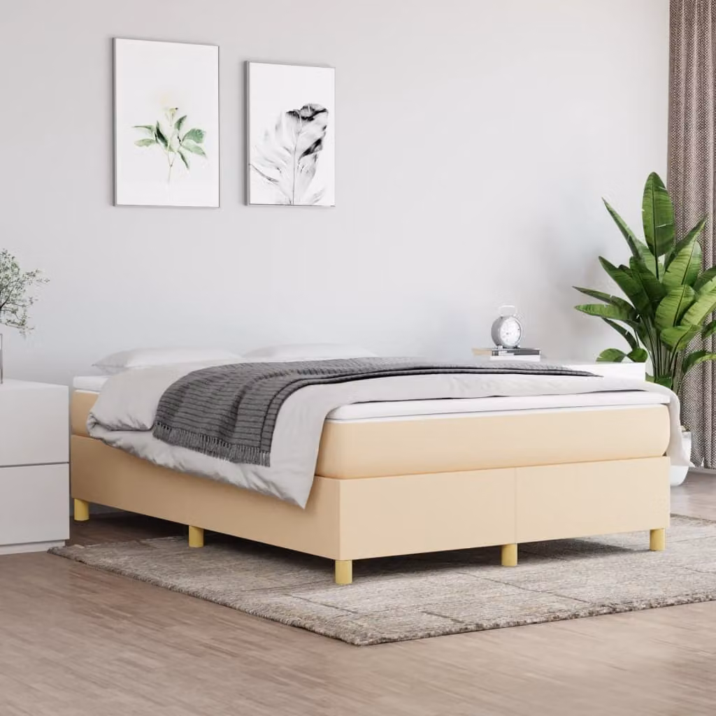 Maison Exclusive - Struttura Letto a Rete a Molle Crema 140x190 cm in Tessuto