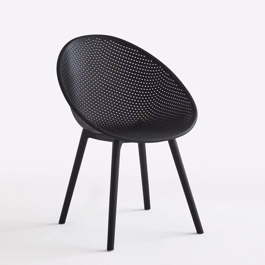 Sedia moderna per sala da pranzo, giardino, cucina, area esterna Arielle - Nero