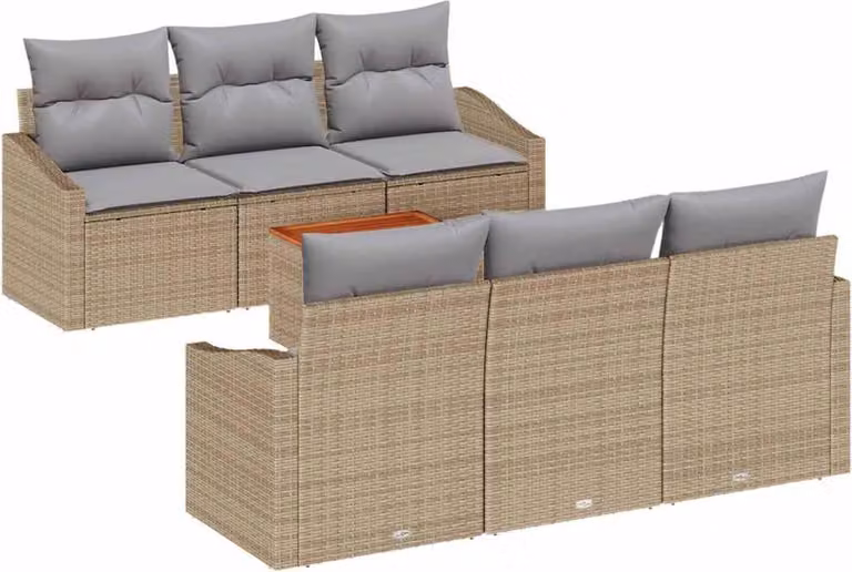 Set Divano da Giardino 7 pcs Beige e Grigio Chiaro polyrattan