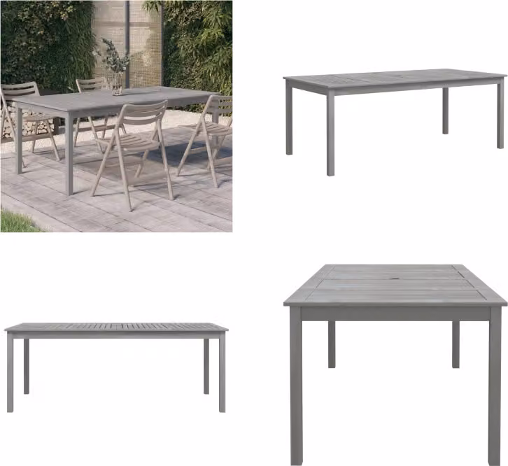 vidaXL Tavolo da giardino grigio 200x100x75 cm in legno massiccio di acacia - Tavolo da giardino - Tavoli da giardino - Mobili da giardino - Tavolo