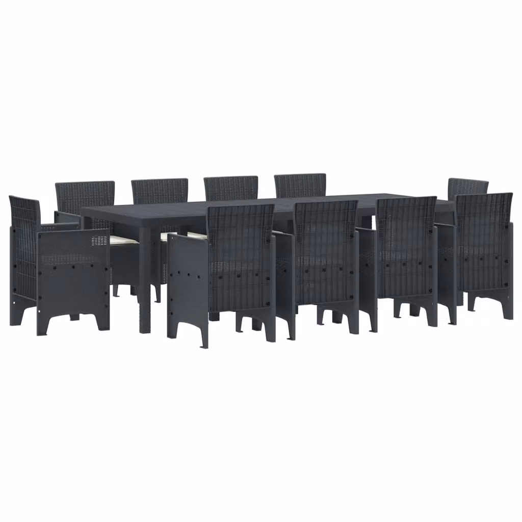 Set da pranzo per giardino e terrazza vidaXL in polyrattan 11 pezzi colore antracite – 2