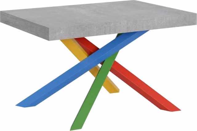 Tavolo allungabile moderno Volta di Bs Com in cemento grigio con telaio in metallo L/P/H: 90 x 130/390 cm