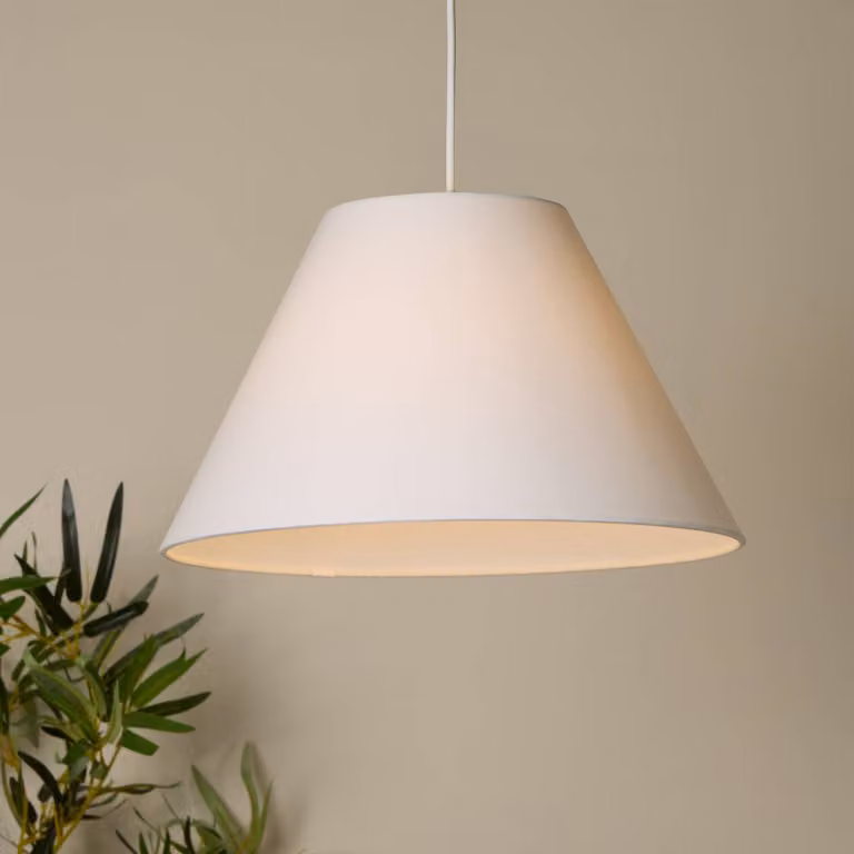 Searchlight Lampada a sospensione Lyta, dimmerabile, Bianco / Opale, Soggiorno / Sala da pranzo, Tessuto / Stoffa / Seta, Scandinavo, Lampada a sospensione