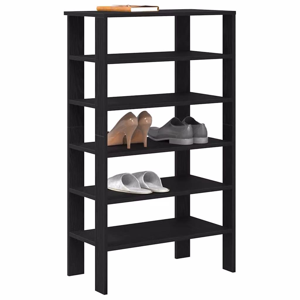 Scarpiera moderna vidaXL nera in MDF con ripiani, L/P/H: 61 x 32 x 105 cm