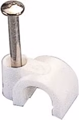 Set di 50 graffette fissacavo in nylon e acciaio Poly Pool per cavi tondi da 7,0 mm, colore bianco