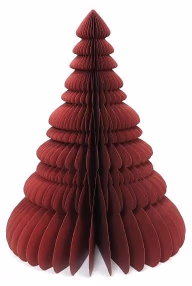 Albero di Natale in carta alveolare, colore rosso, altezza 45 cm