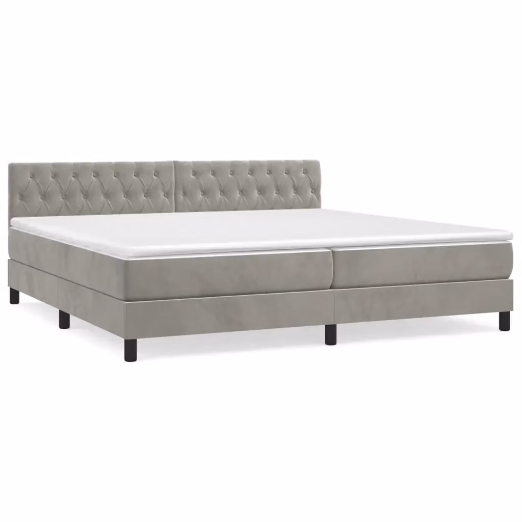 Letto Ibrido con Giroletto a Molle e Materasso vidaXL in Velluto Grigio e Bianco L/P/H: 200 x 200 x 88 cm – 2