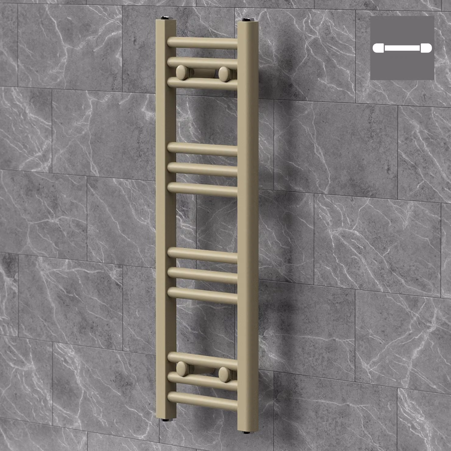 Asciugamani radiante LuxeBath Sahara, 300x800 mm, beige, con attacco laterale, asciugamani radiante a pannello, porta asciugamani radiante da parete per bagno