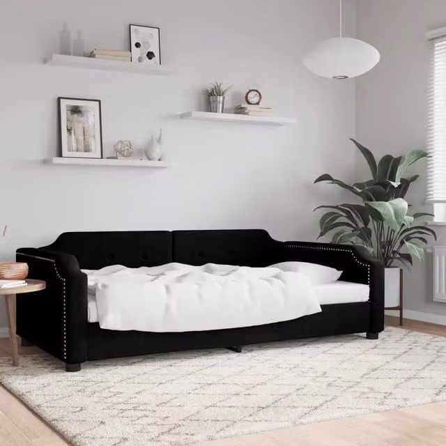 Letto da giorno moderno vidaXL in tessuto nero