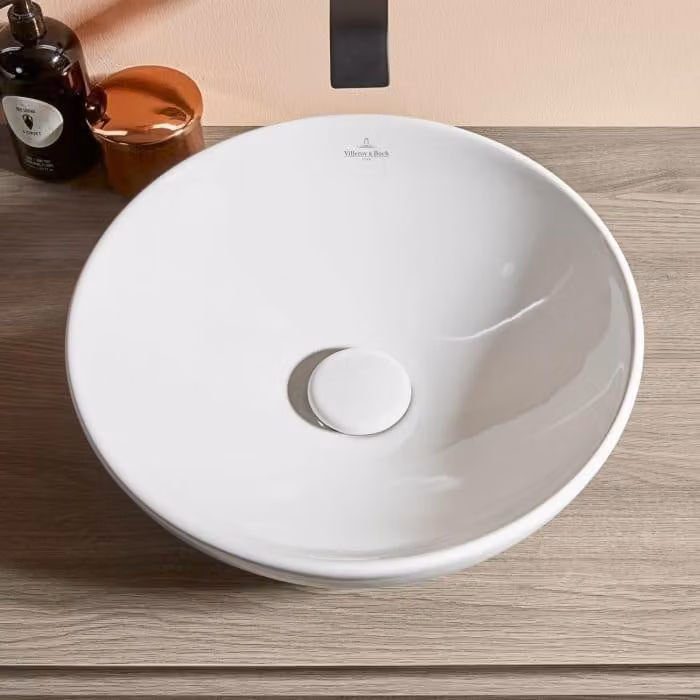 Villeroy & Boch Loop&Friends - Lavabo da appoggio, diametro 380 mm, senza sfioratore, CeramicPlus, bianco alpino 4A4501R1