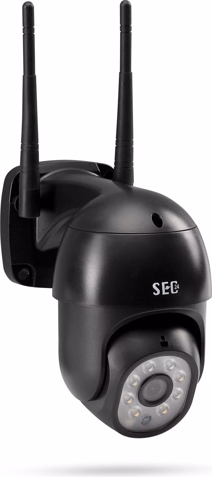 SEC 24 Telecamera di sorveglianza per esterni WLAN PTZ, Telecamera di sorveglianza per esterni 1080P, con rilevatore di movimento, allarme sirena, visione notturna a colori, audio a 2 vie, nero