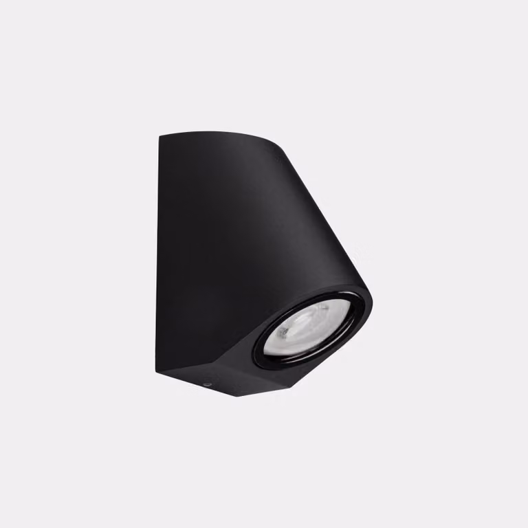 LEDS-C4 Applique da esterno Eko Inclined, nero, larghezza 7 cm dimmerabile, Nero, Alluminio, Moderno