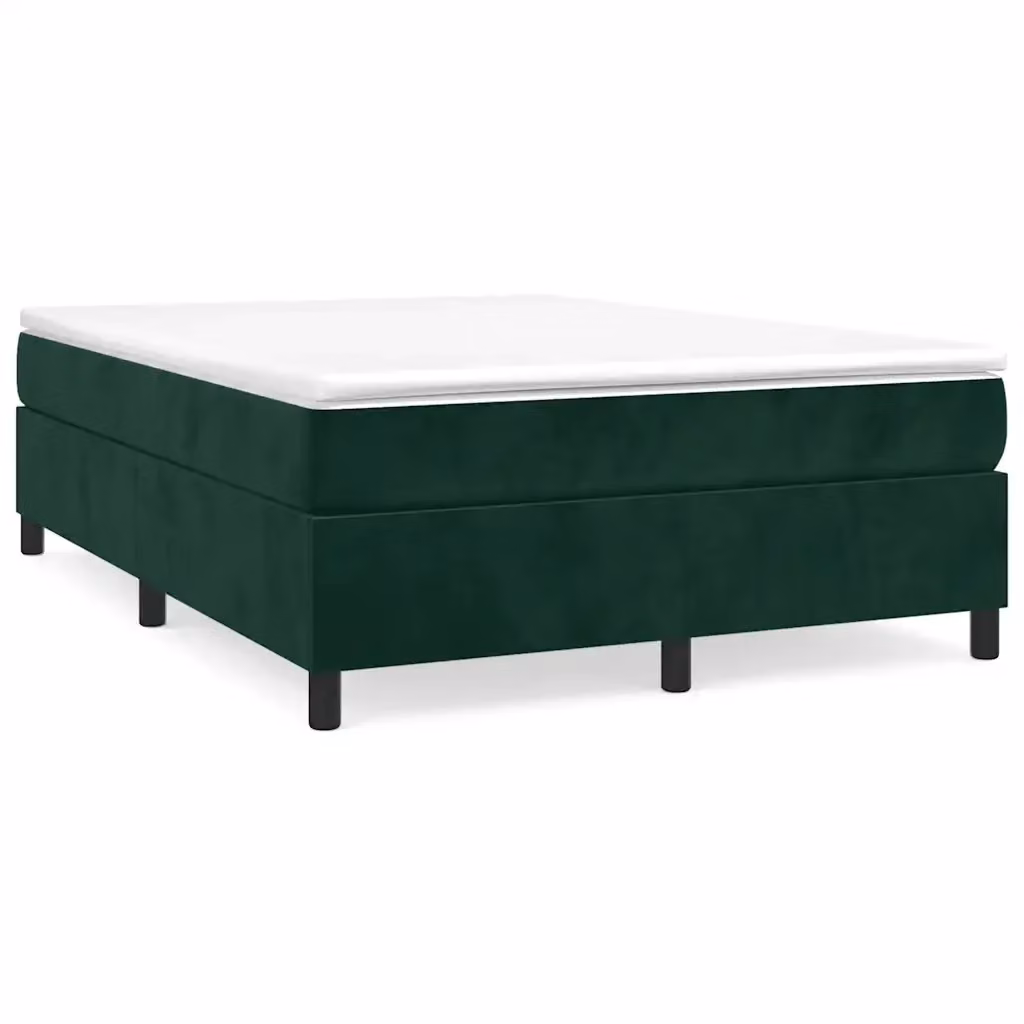 vidaXL Struttura Letto a Rete a Molle in Velluto Verde, L 140 x P 200 cm – 2