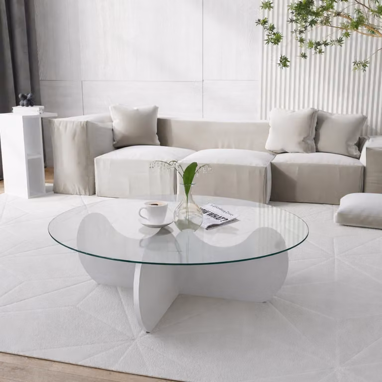 Willow - Tavolino da Salotto, 90x90x30h cm Bianco, Effetto Fume