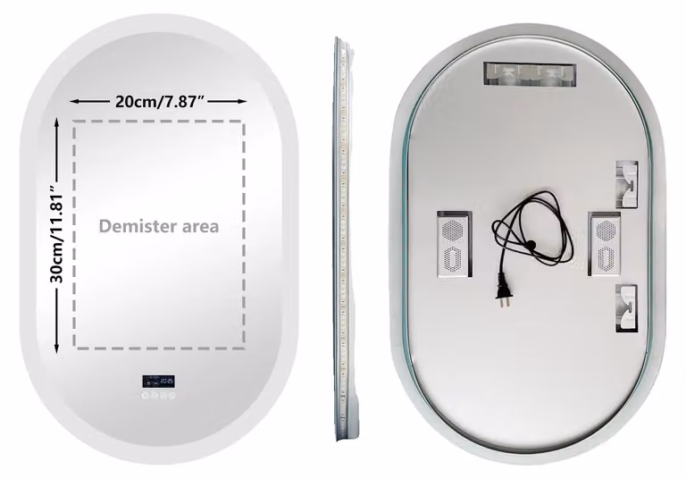 Specchio da trucco, altoparlante Bluetooth, funzioni avanzate per il trucco, dimensioni 50x80 cm