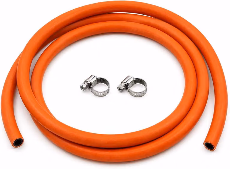 Tubo per gas GPL, lunghezza 2 metri, diametro interno 8 mm, adatto per butano e propano, con 2 fascette, ideale per barbecue, stufe e apparecchiature da esterno