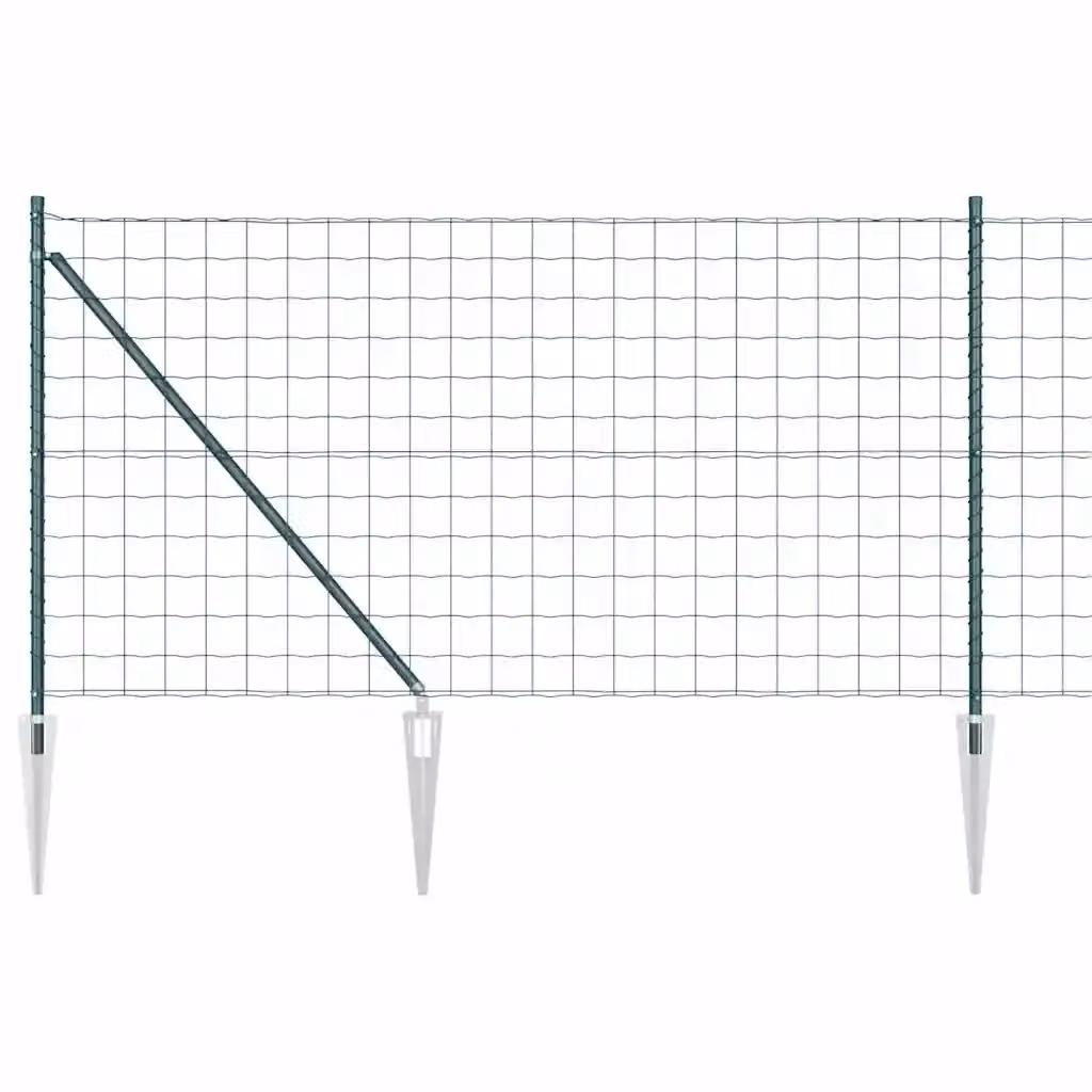Recinzione Euro vidaXL in acciaio rivestito in PVC verde, da installare nel terreno, L: 100 cm, H: 100 cm – 2