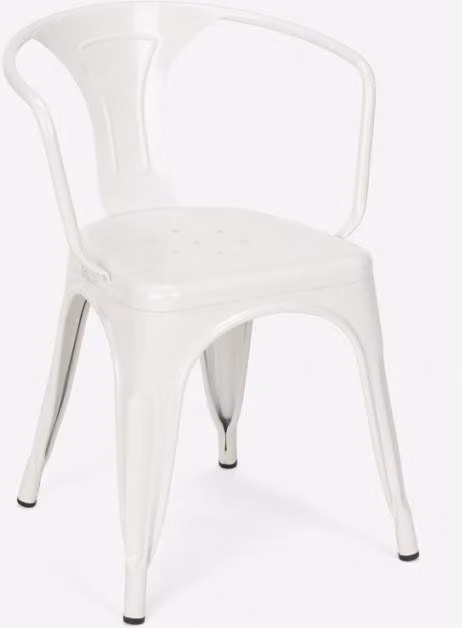 Sedia in stile industriale con braccioli in acciaio per cucina e bar Steel Arm - Bianco