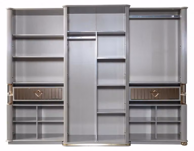 Armadio alto in legno, nuovo, moderno, comodo, elegante, grigio, confortevole
