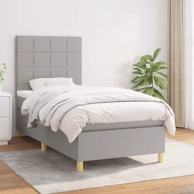 Letto Ibrido con Giroletto a Molle e Materasso vidaXL, Grigio e Bianco, L/P/H: 190 x 90 x 40 cm