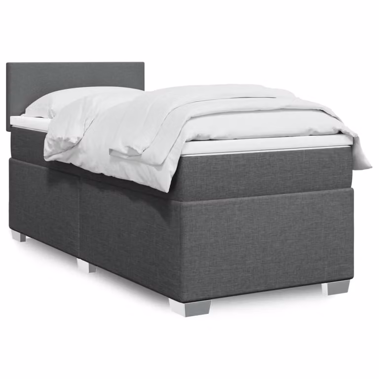 vidaXL Giroletto a Molle Ibrido con Materasso in Tessuto Grigio e Bianco L/P/H: 100 x 200 cm