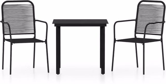 Set Mobili da Pranzo per Giardino 3 pz | Set Salotto da Giardino Nero