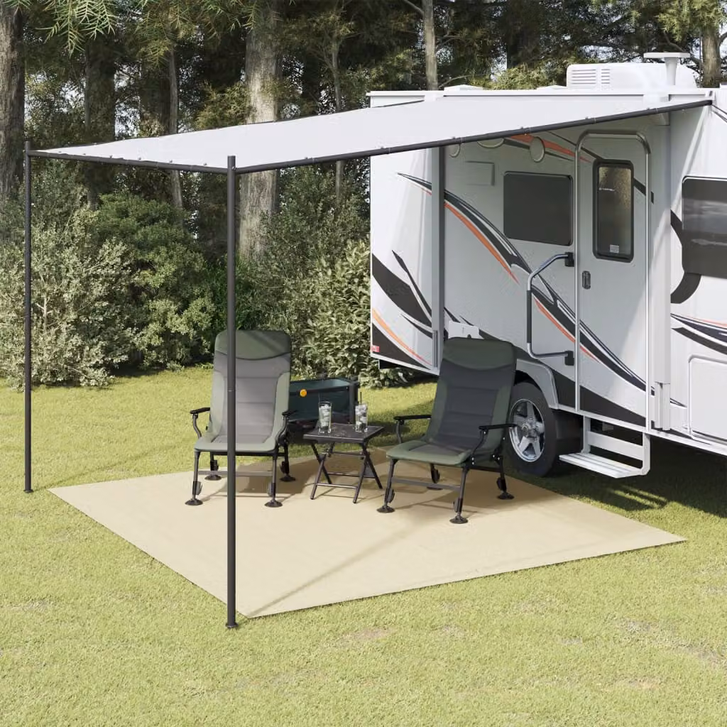 vidaXL Tappeto da tenda beige in poliestere resistente ai raggi UV e antiscivolo L: 4 m, P: 3 m
