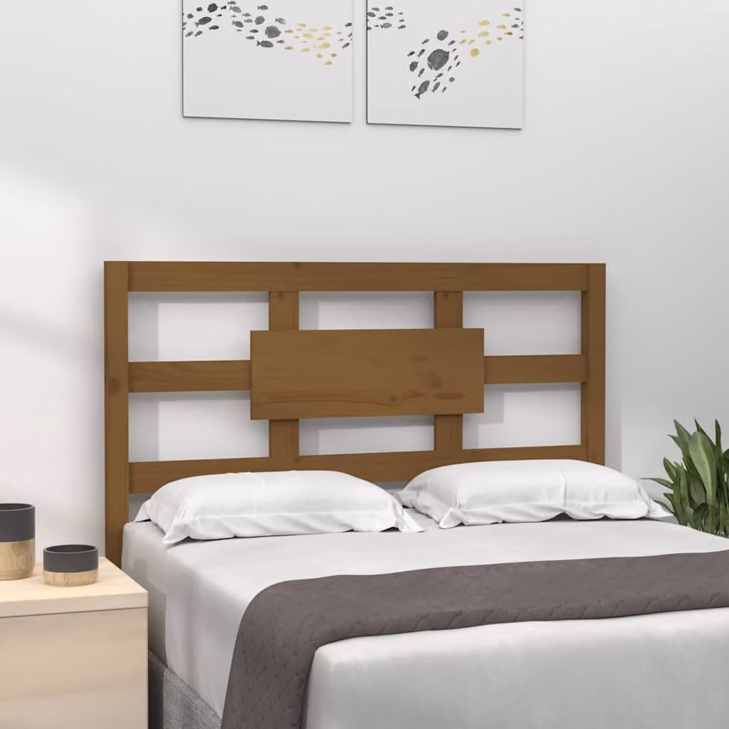 Testiera per letto vidaXL in legno massello di pino, colore marrone, L 80,5 x P 4 x H 100 cm