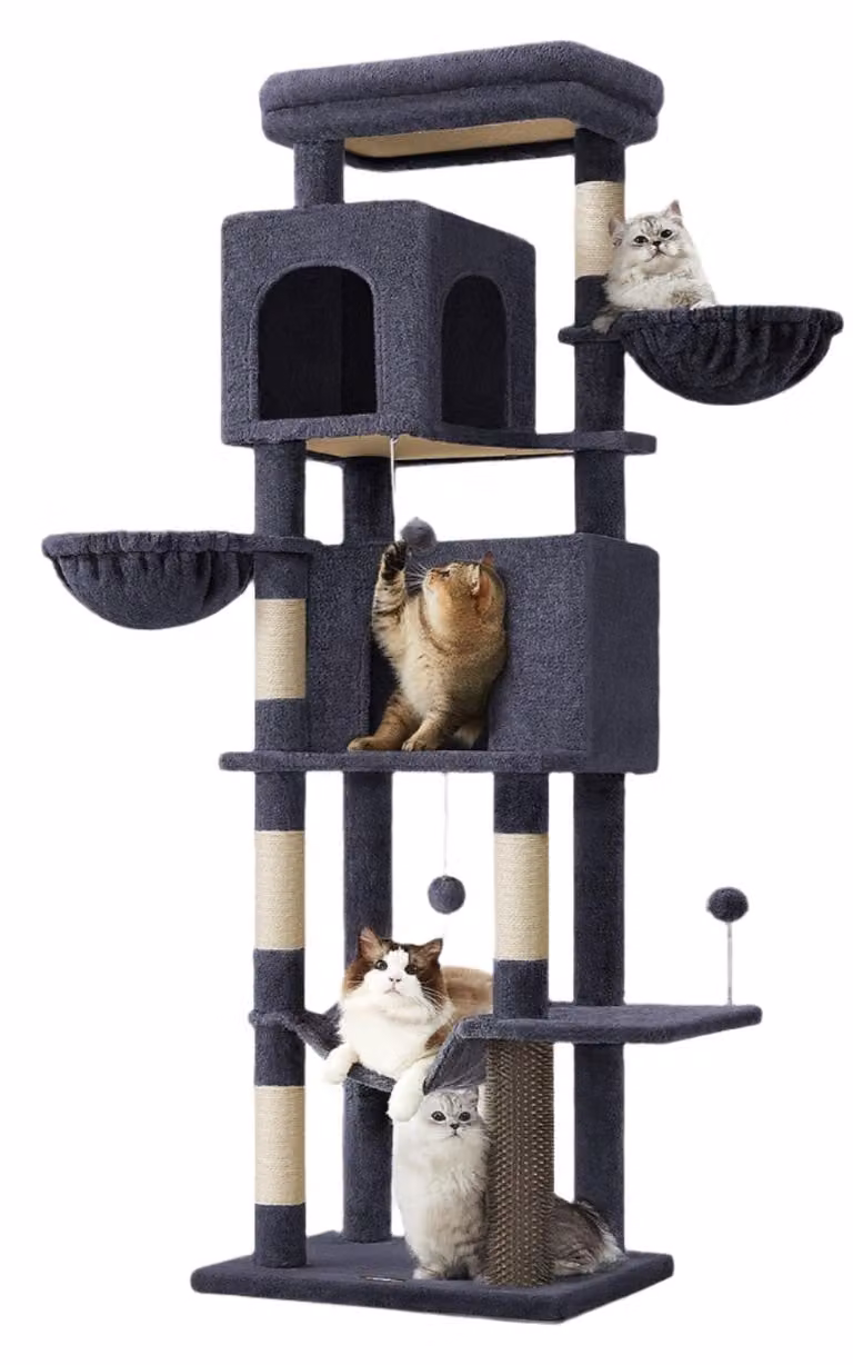 Albero per gatti – multistrato – 2 fori – sisal – 57 x 45 x 175 cm