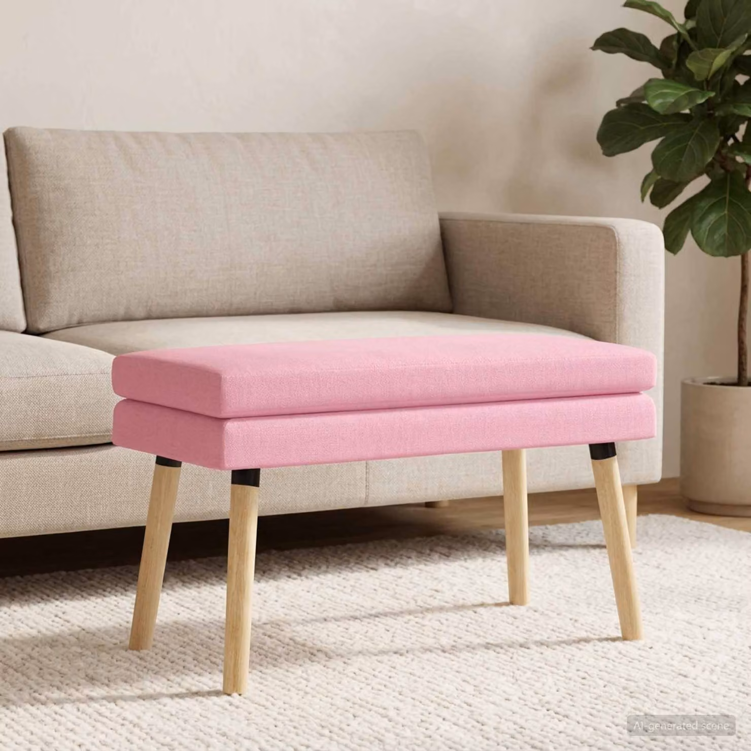 Panchina a doppio strato vidaXL in legno e tessuto, Rosa e Marrone, L 80 x P 40 x H 47 cm