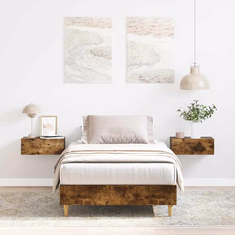 Giroletto vidaXL senza materasso in legno e MDF color rovere fumo L/P/H: 200 x 100 x 25 cm