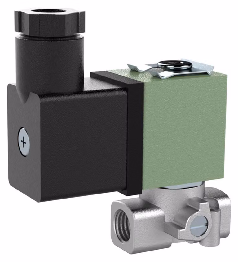 Riegler 3/2 vie MV, ES, NC, diretto, 24 V DC, FPM, G 1/8, PN 0 - 15 bar