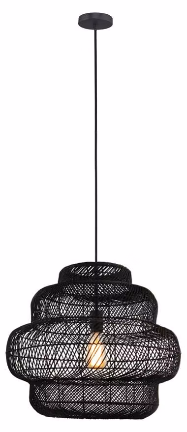 HOME DELUXE Lampada a sospensione in rattan SIA - Nero | lampada a sospensione, rattan, lampada a sospensione nera