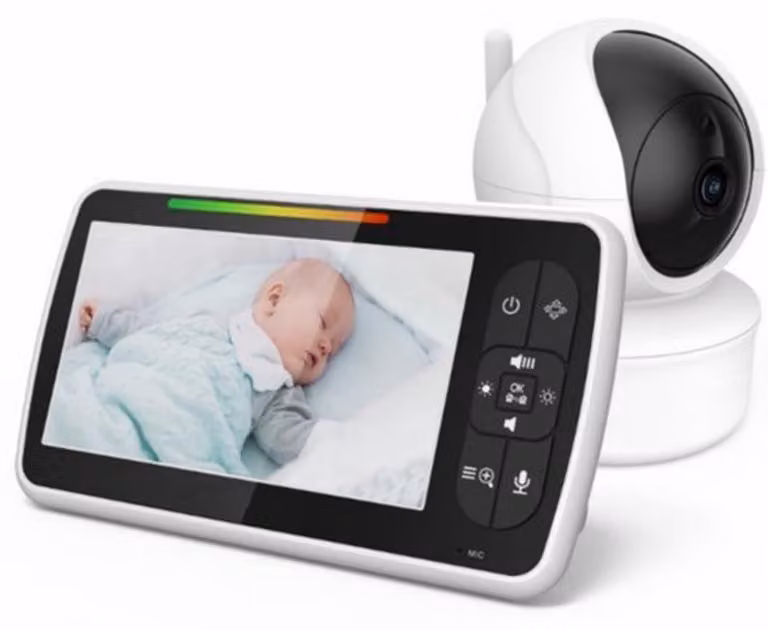 Baby monitor con telecamera - Monitor da 5 pollici - Raggio d'azione di 300 metri - Visione notturna - Audio bidirezionale