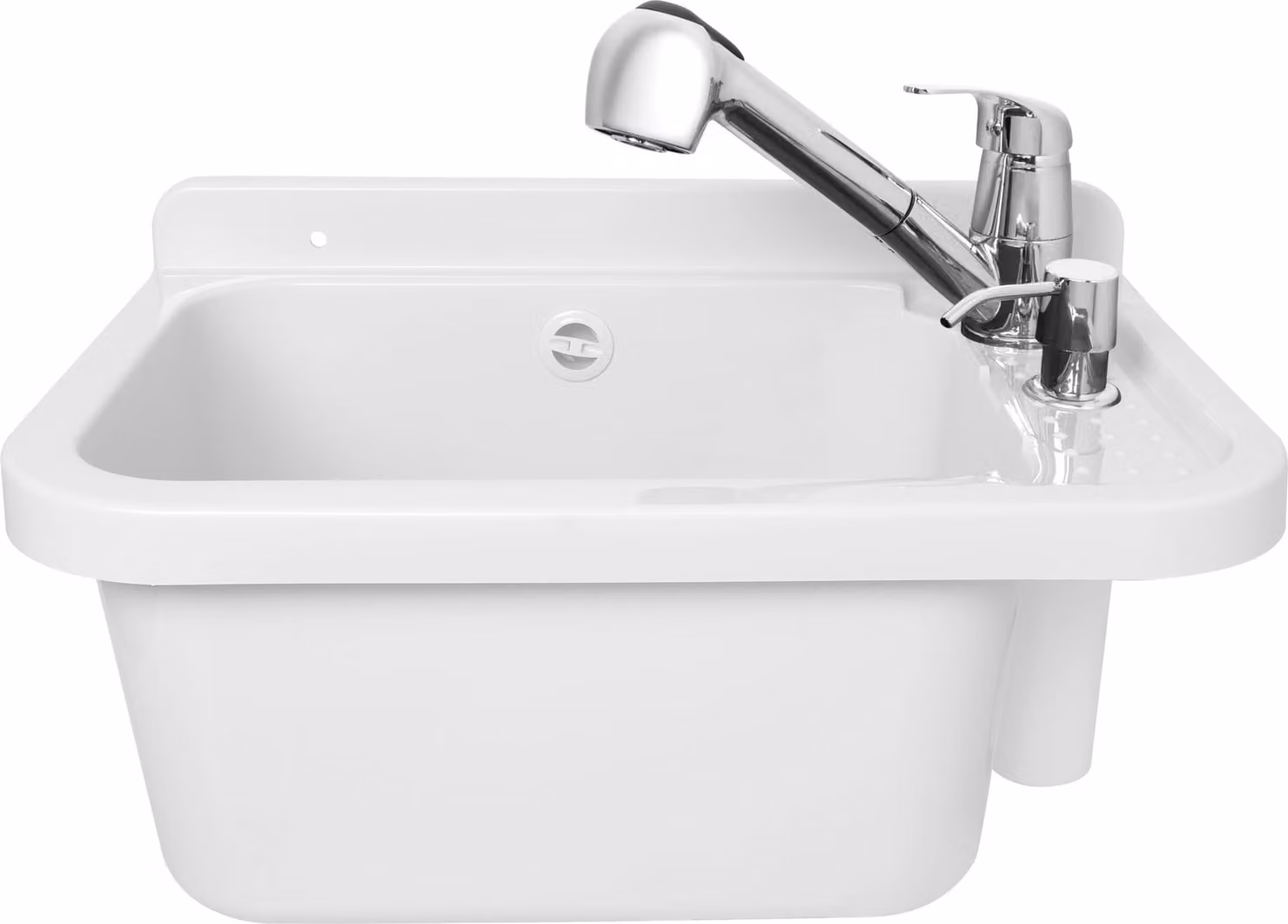 ADGO® Lavello Lavello bianco 50 cm Rubinetto e dispenser sapone
