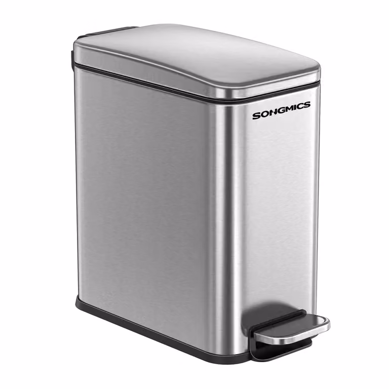 Cestino da Bagno Sottile per Piccoli Spazi, Argento / 5L (29,9 x 14,4 x 29 cm）