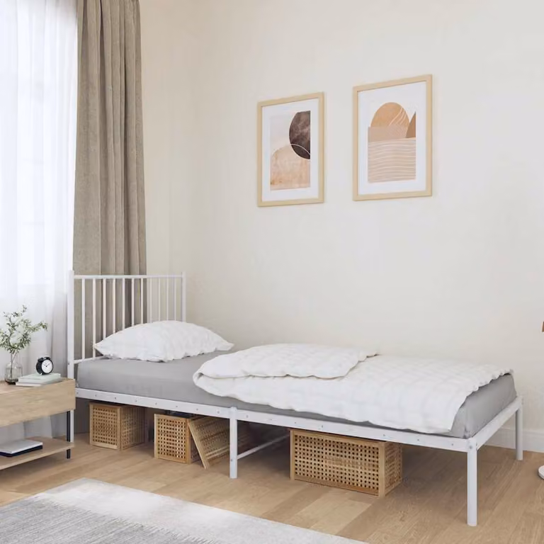 vidaXL Giroletto con Testiera in Metallo Bianco 90x190 cm