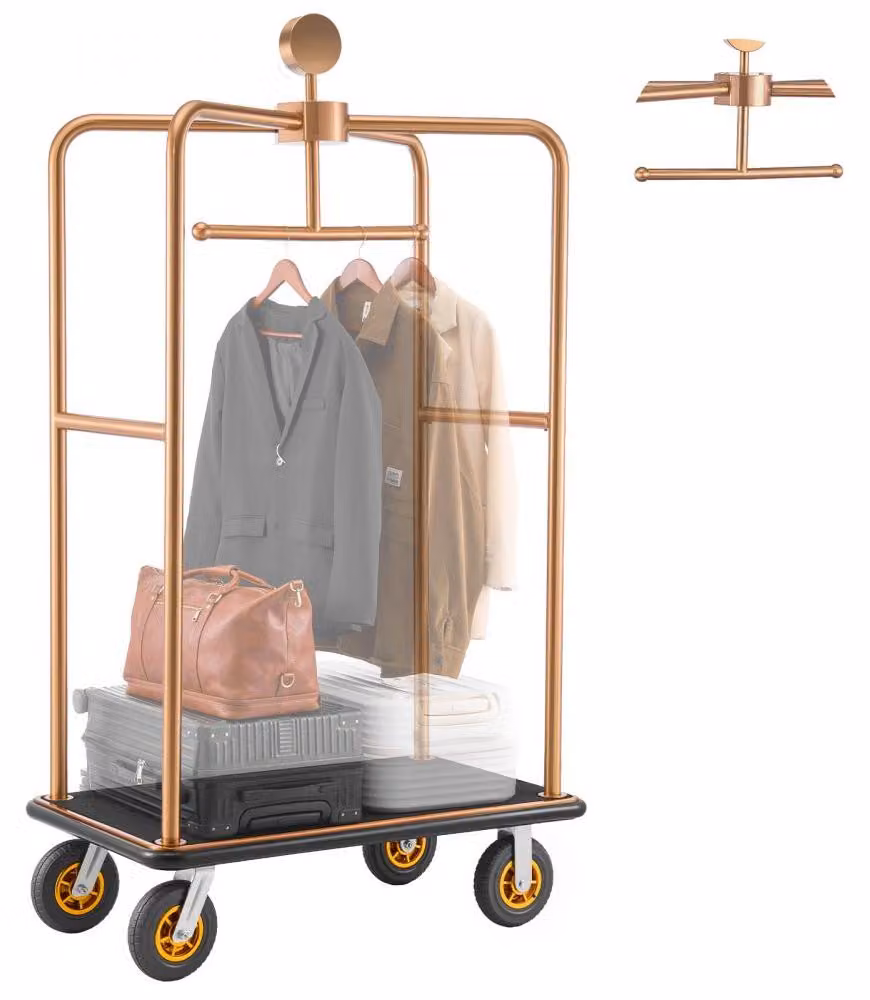 Carrello per bagagli da hotel, piano superiore in acciaio inossidabile, capacità: 544 kg