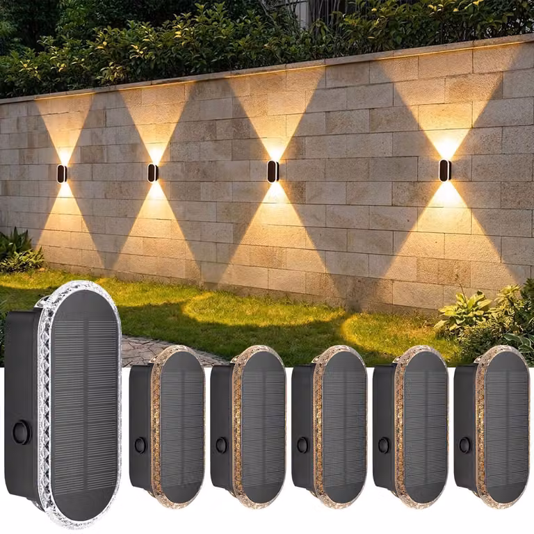 Lampada solare da esterno, set da 6, 2000 lumen, 3000K/4000K/6000K, in plastica