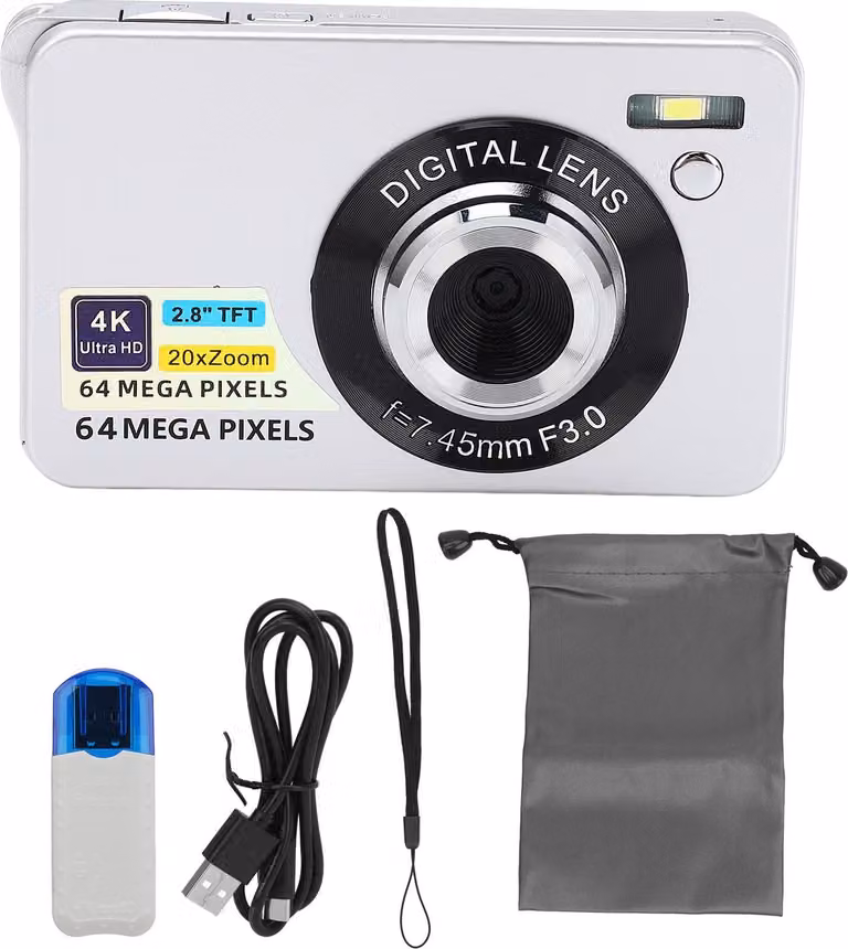2.8in 4K 64MP HD fotocamera digitale 20x Zoom Autofocus portatile Vlogging per ragazze ragazzi adolescenti