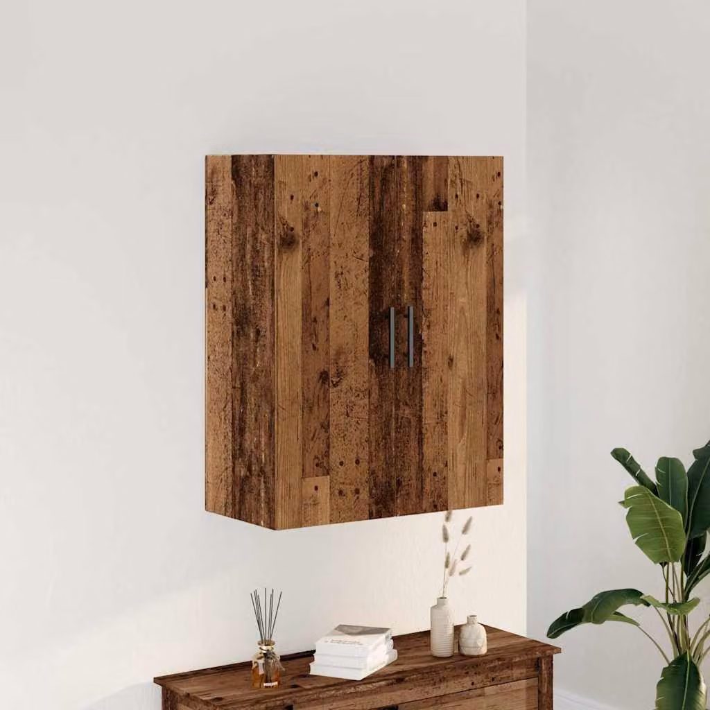 Mobile a parete vidaXL in legno antico marrone con ante a battente L: 69,5 cm, P: 34 cm, H: 90 cm