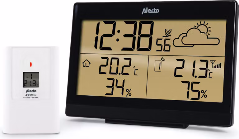 Stazione meteorologica wireless con ampio display, nera