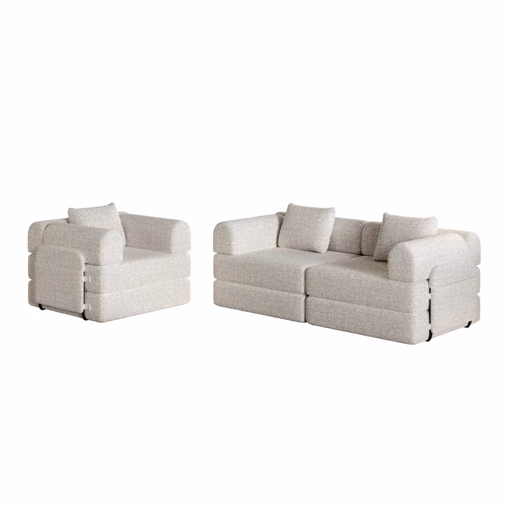 Divano letto modulare Chicfurn 2 in 1 con vano portaoggetti nei braccioli, colore verde, design moderno per il tuo soggiorno – 2