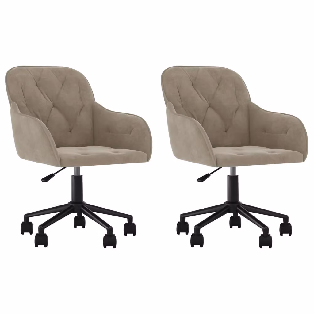 Set di 2 sedie da pranzo girevoli vidaXL in velluto grigio chiaro con base moderna – 2