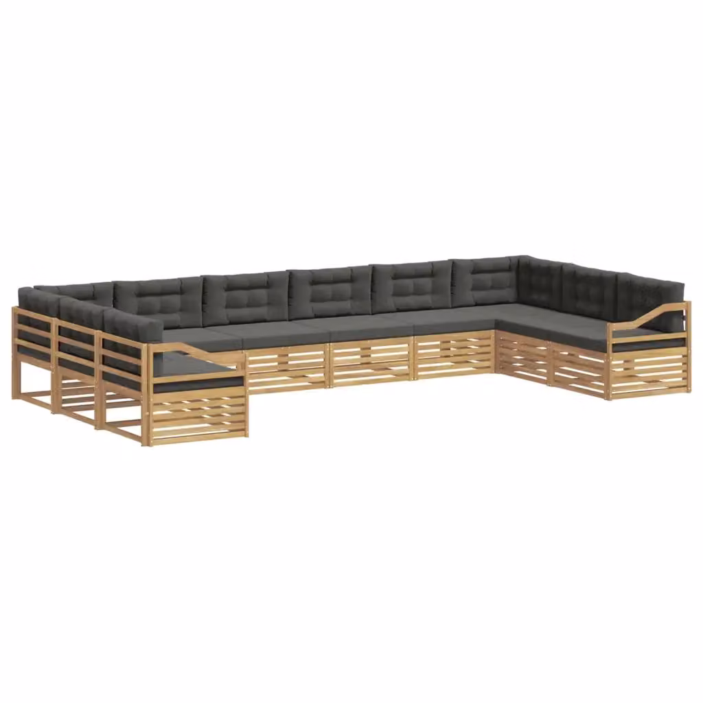 Set di divani da giardino a L con 10 pezzi vidaXL in legno di acacia grigio – 2