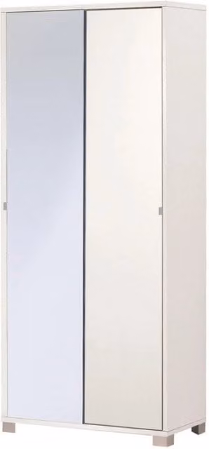 Armadio multiuso due ante scorrevoli con specchio Bianco 82x41x h190 cm
