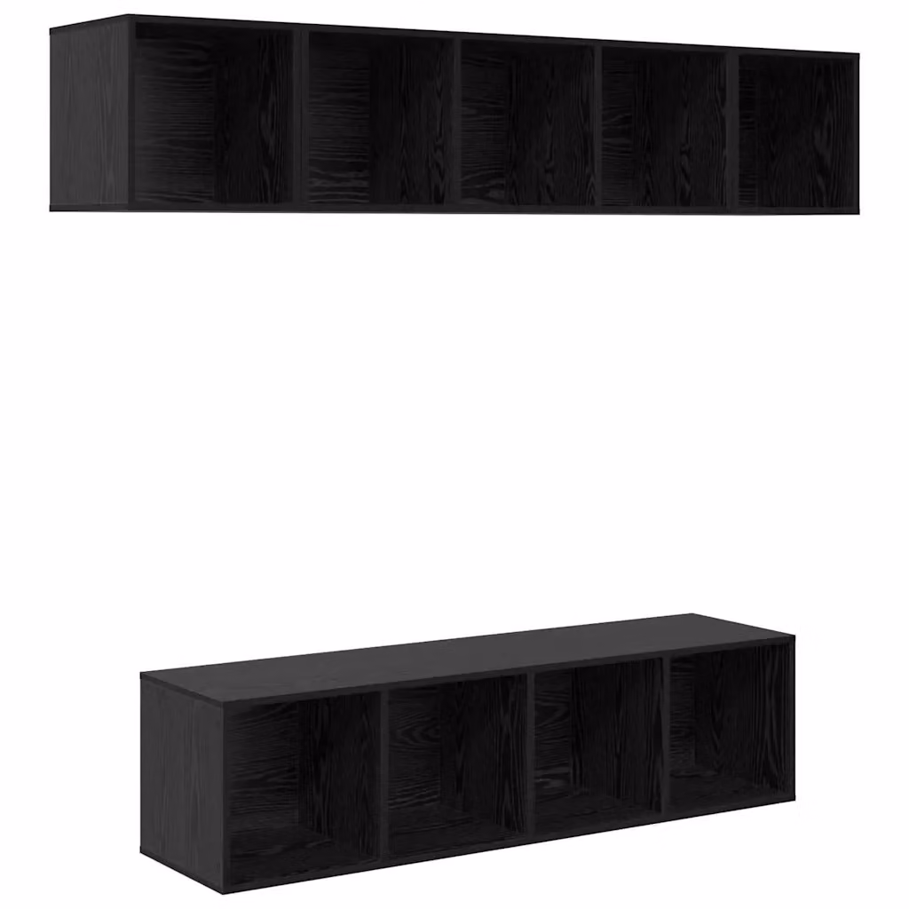 Set mobile TV moderno vidaXL 4 pezzi in legno ingegnerizzato Rovere e Nero – 2