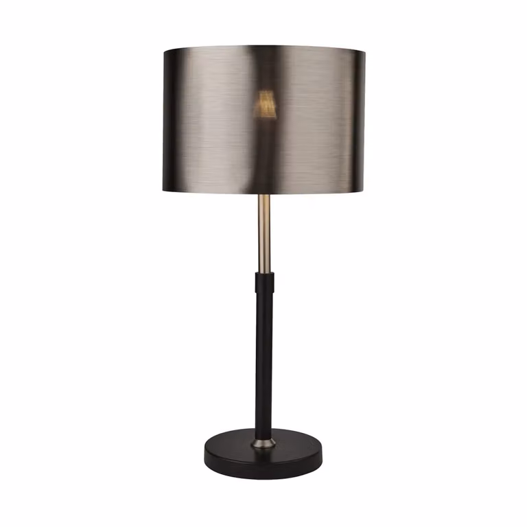 Lampada da tavolo Searchlight in metallo e plastica, design moderno, colore nero e cromo, attacco E27